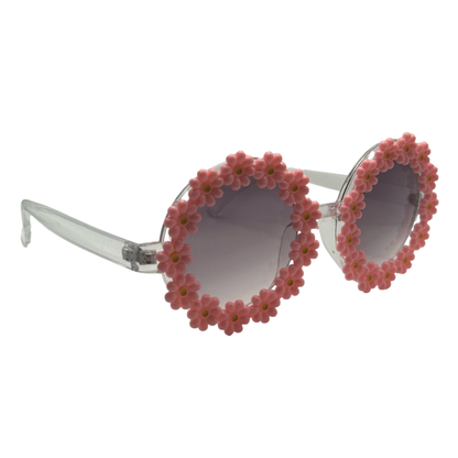 Round Pink Flower Sunglasses