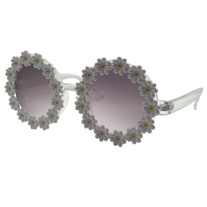 Round White Flower Sunglasses