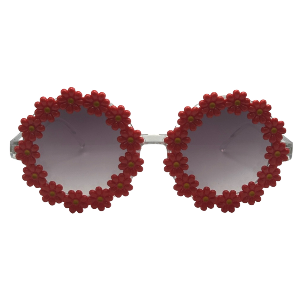 Round Red Flower Sunglasses