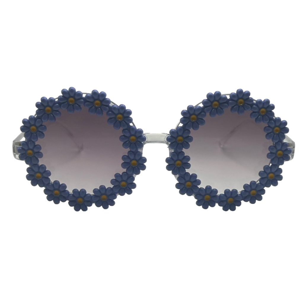 Round Blue Lens Flower Sunglasses