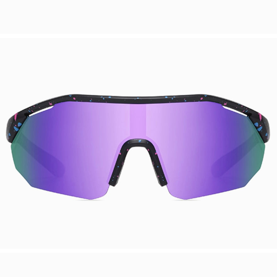 Black & Purple Polarized Sport Sunglasses