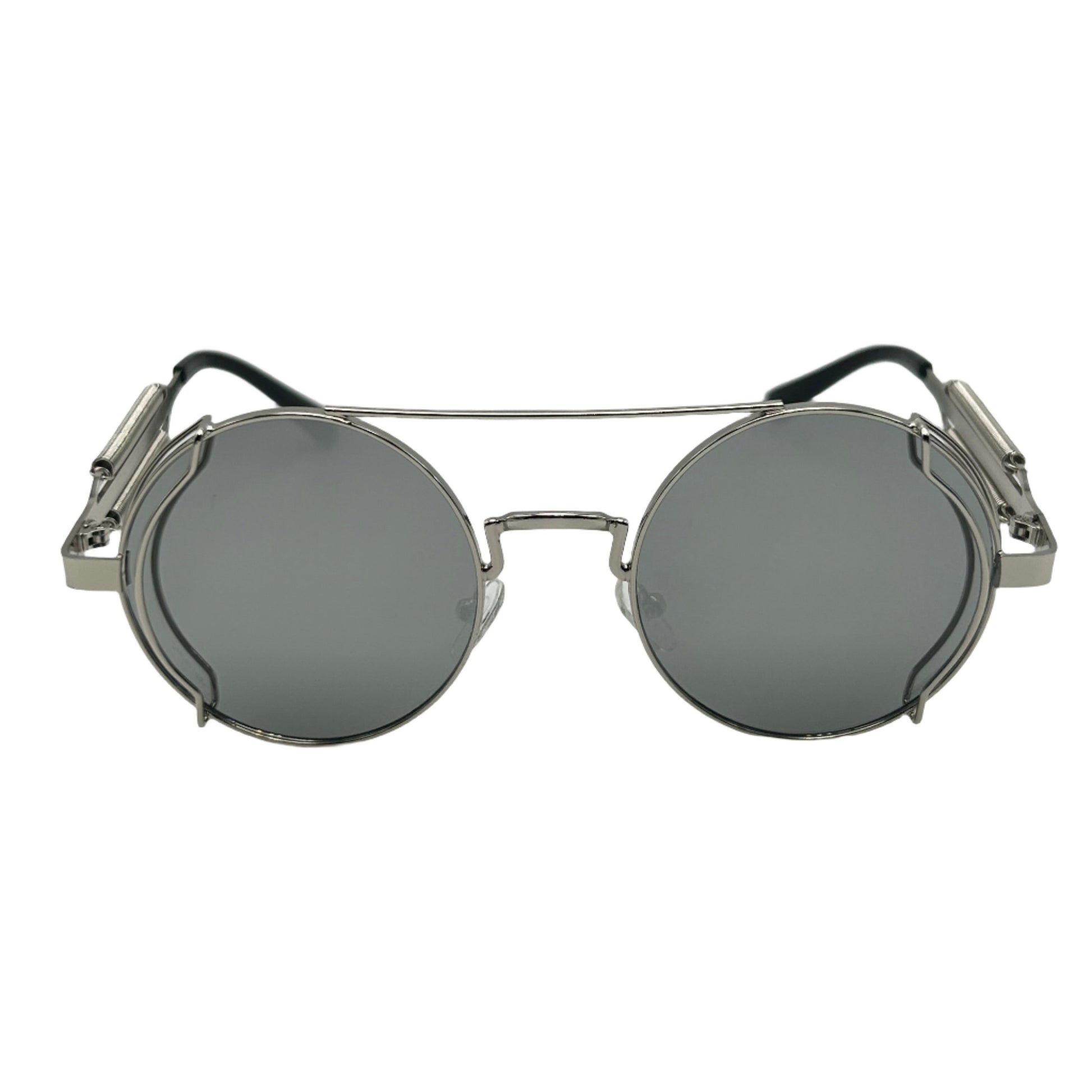 Silver Mirror Circle Sunglasses