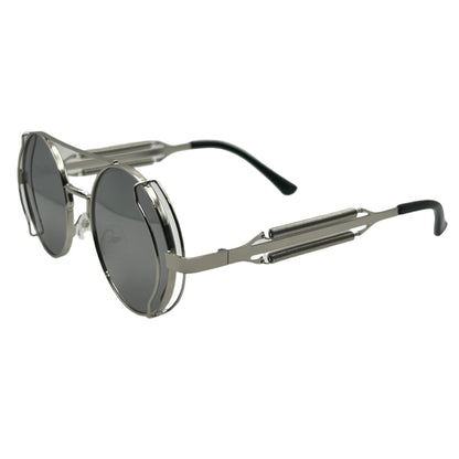 Silver Mirror Circle Sunglasses