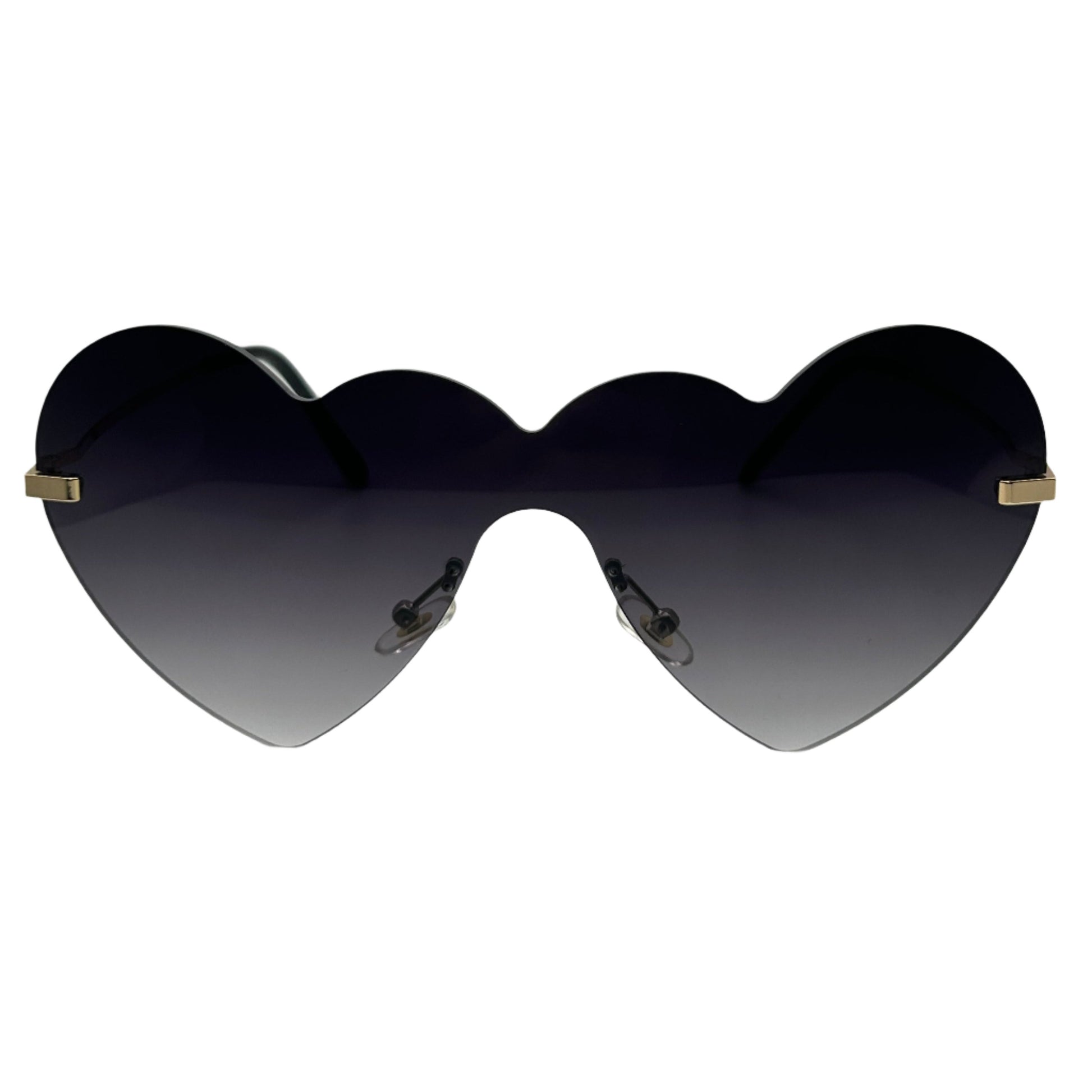 Black Rimless Heart Sunglasses