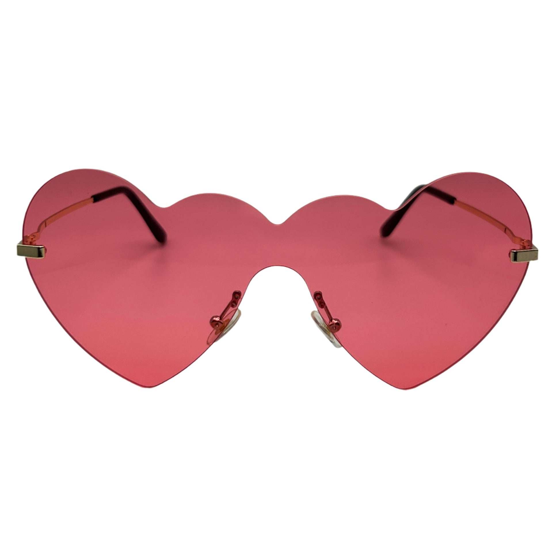 Pink Rimless Heart Sunglasses