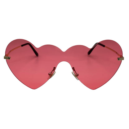 Pink Rimless Heart Sunglasses