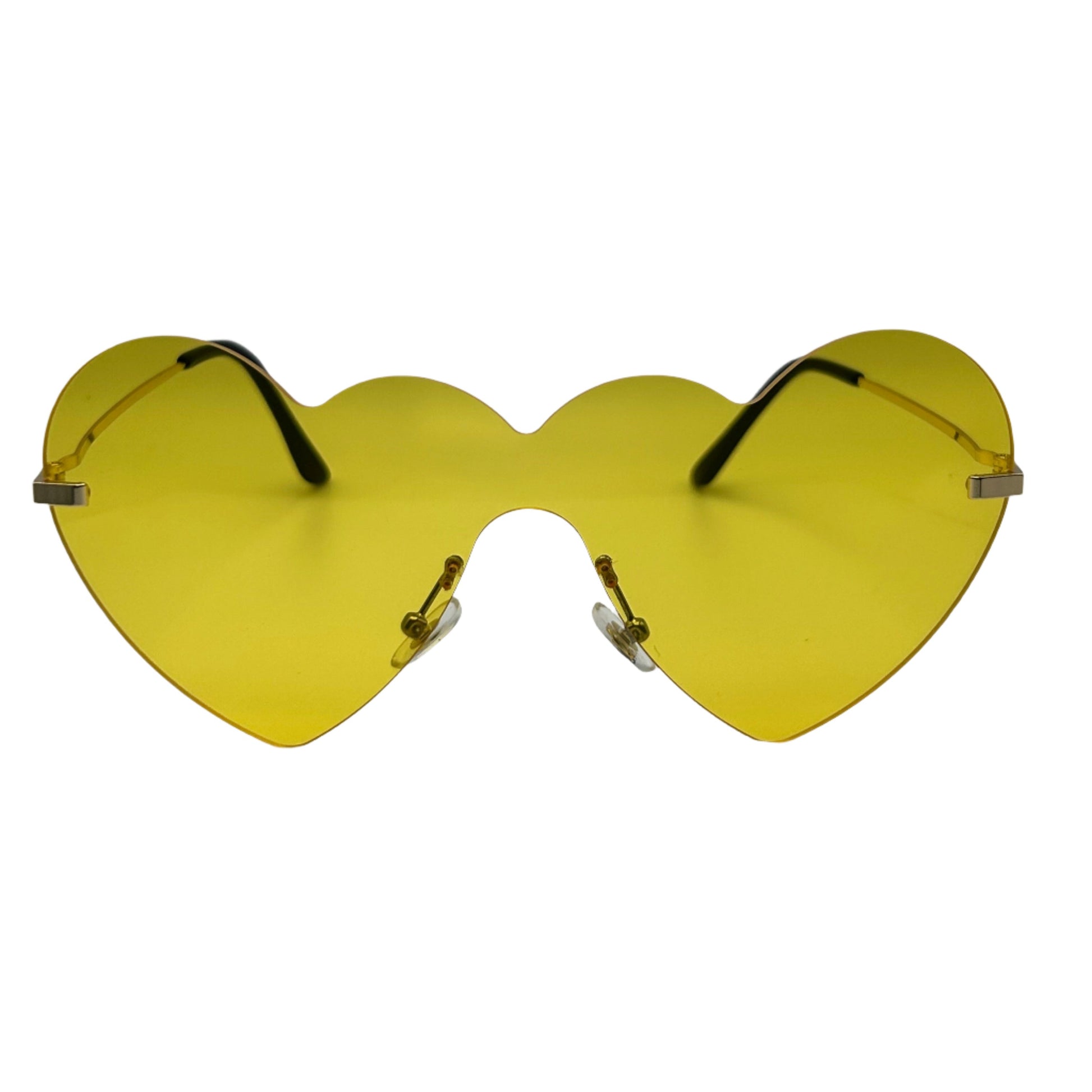 Yellow Rimless Heart Sunglasses