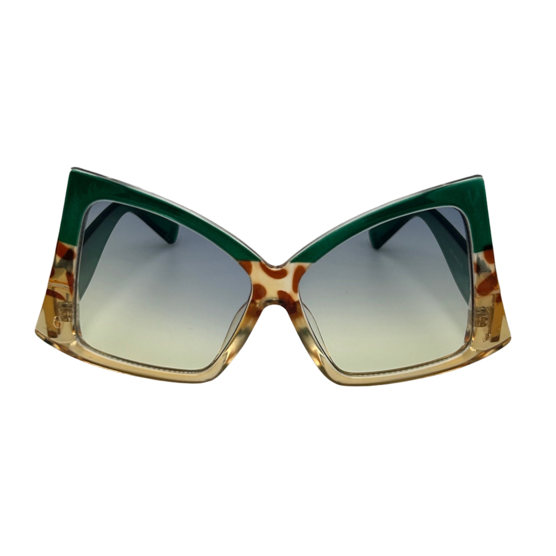 Green & Tan Square Butterfly Sunglasses