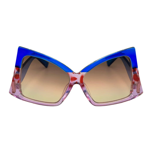 Blue & Red Square Butterfly Oversize Sunglasses