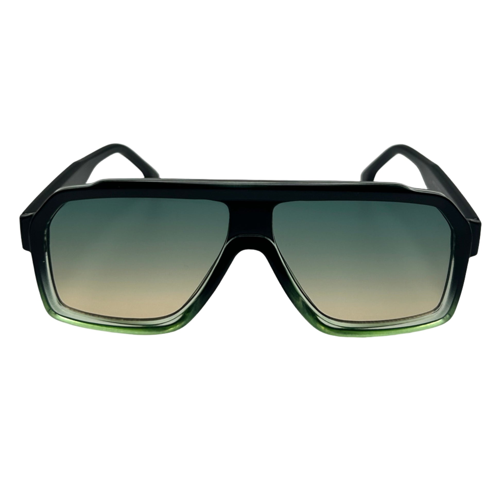Green Flat Top Square Sunglasses