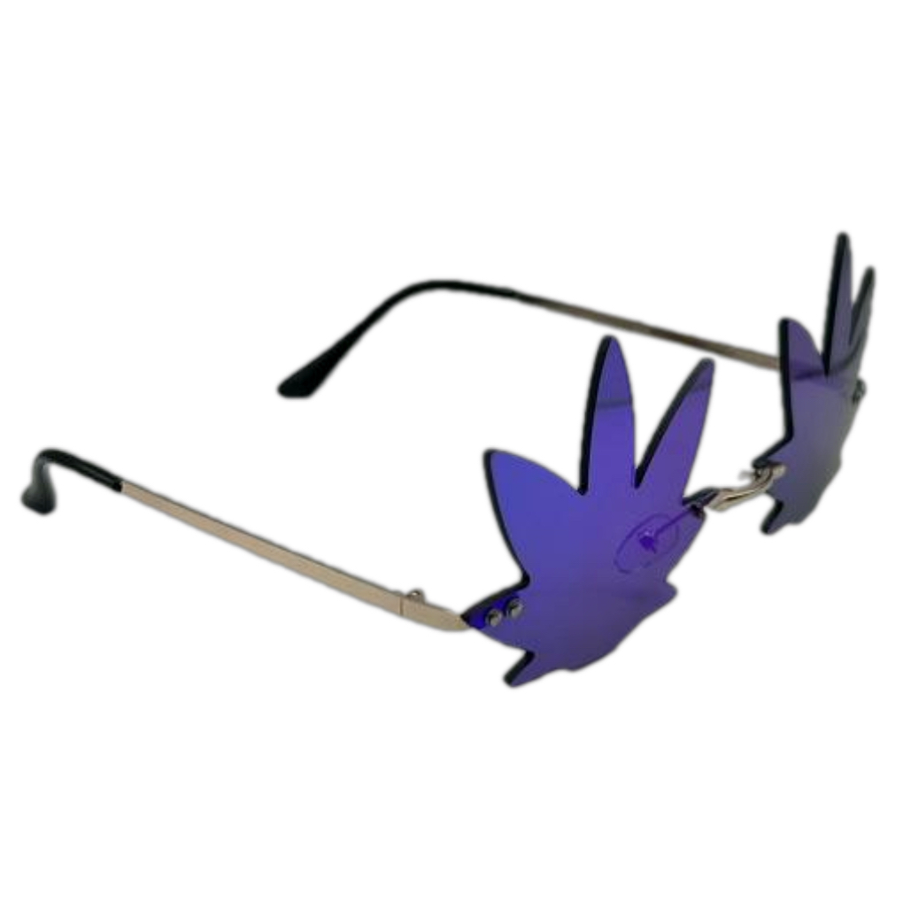 Green Mirror Weed Leaf Novelty Sunglasses