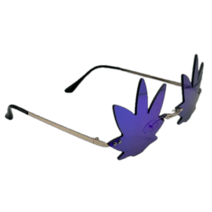 Green Mirror Weed Leaf Novelty Sunglasses