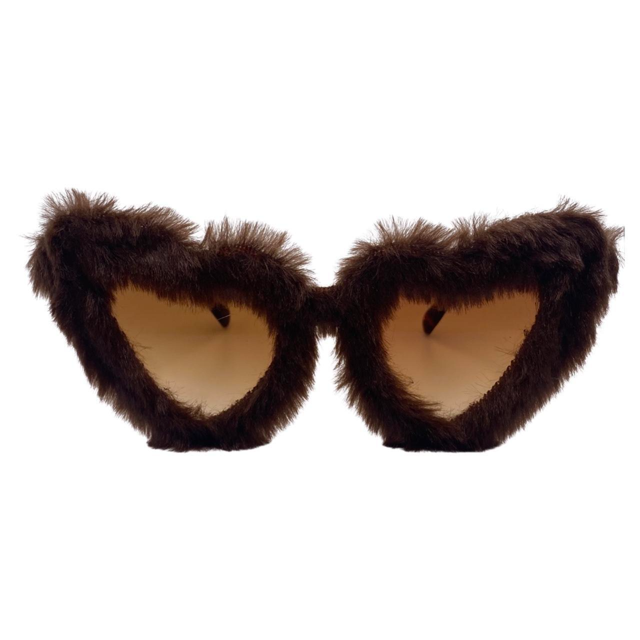 Brown Novelty Heart Sunglasses