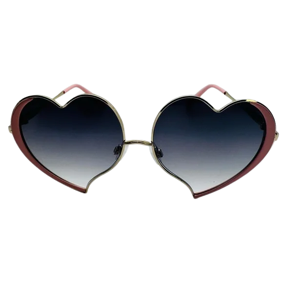 Heart-shaped sunglasses with a gradient lens on a white background