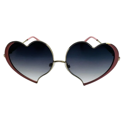 Heart-shaped sunglasses with a gradient lens on a white background