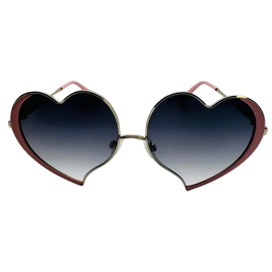Heart-shaped sunglasses with a gradient lens on a white background