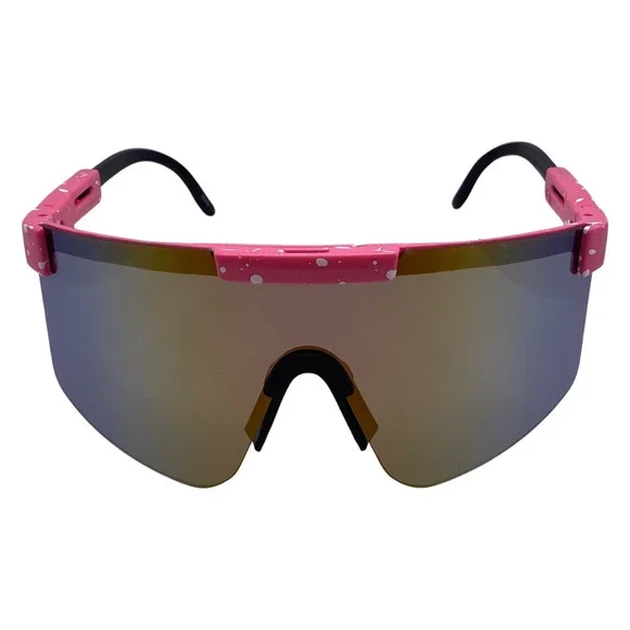 Pink Mirrored Wrap Sport Sunglasses