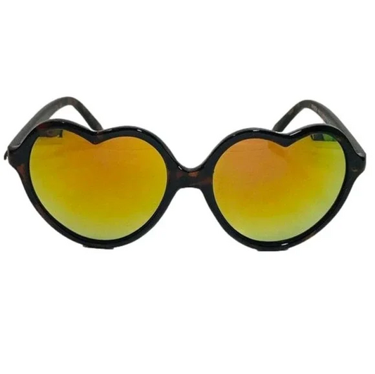 Gold Mirror Heart Sunglasses
