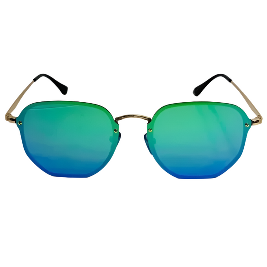 6069 | Mirrored Lens Hexagon Sunglasses