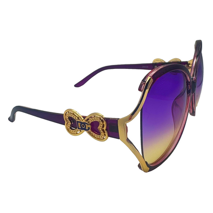 5011 | The Lovestruck- Oversize Butterfly Style Sunglasses with heart accented temple