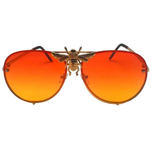 5010 | Queen B - Oversize Rimless Aviator Sunglasses with Accent