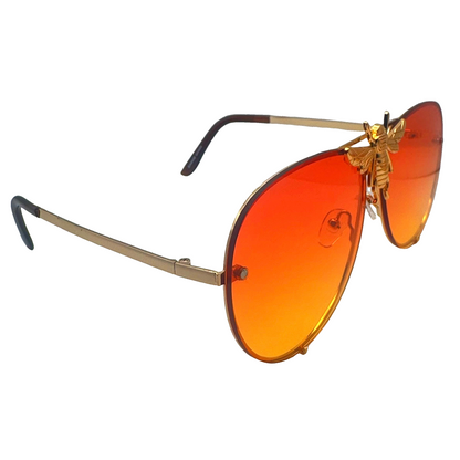 5010 | Queen B - Oversize Rimless Aviator Sunglasses with Accent