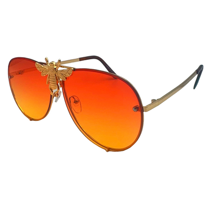 5010 | Queen B - Oversize Rimless Aviator Sunglasses with Accent