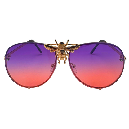 5010 | Queen B - Oversize Rimless Aviator Sunglasses with Accent