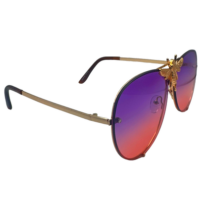 5010 | Queen B - Oversize Rimless Aviator Sunglasses with Accent
