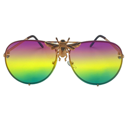 5010 | Queen B - Oversize Rimless Aviator Sunglasses with Accent