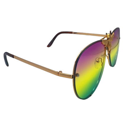 5010 | Queen B - Oversize Rimless Aviator Sunglasses with Accent
