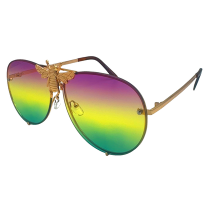 5010 | Queen B - Oversize Rimless Aviator Sunglasses with Accent