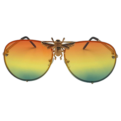 5010 | Queen B - Oversize Rimless Aviator Sunglasses with Accent