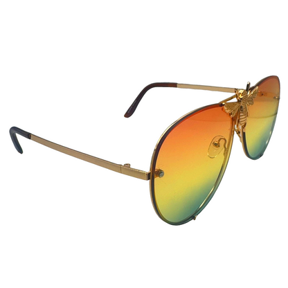 5010 | Queen B - Oversize Rimless Aviator Sunglasses with Accent