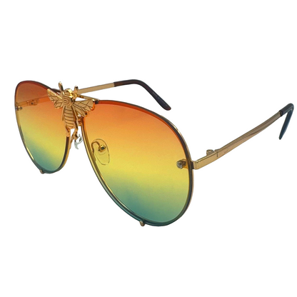 5010 | Queen B - Oversize Rimless Aviator Sunglasses with Accent