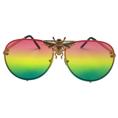 5010 | Queen B - Oversize Rimless Aviator Sunglasses with Accent