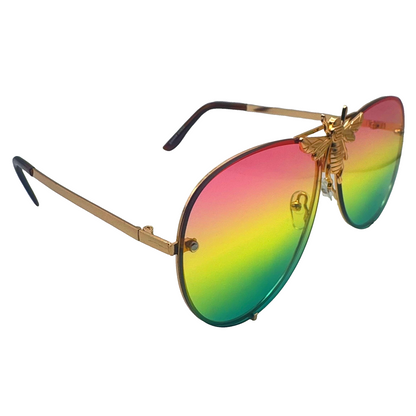 5010 | Queen B - Oversize Rimless Aviator Sunglasses with Accent