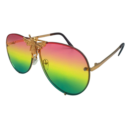 5010 | Queen B - Oversize Rimless Aviator Sunglasses with Accent