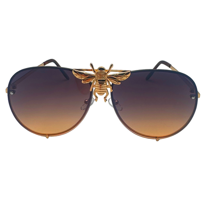5010 | Queen B - Oversize Rimless Aviator Sunglasses with Accent