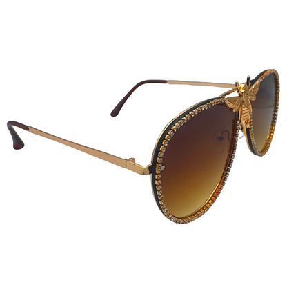 5007 | Nector - Classic Aviator Sunglasses with accented rims and insect detail