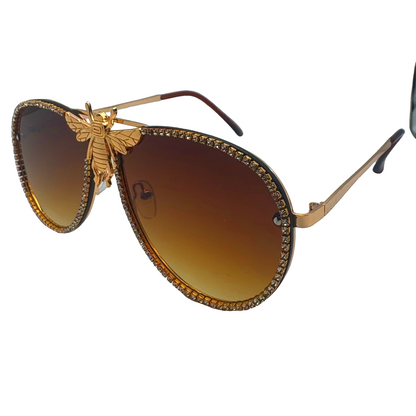 5007 | Nector - Classic Aviator Sunglasses with accented rims and insect detail