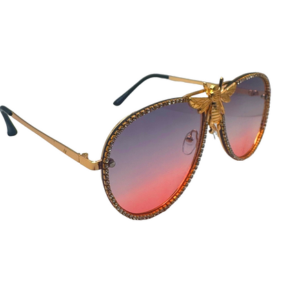 5007 | Nector - Classic Aviator Sunglasses with accented rims and insect detail