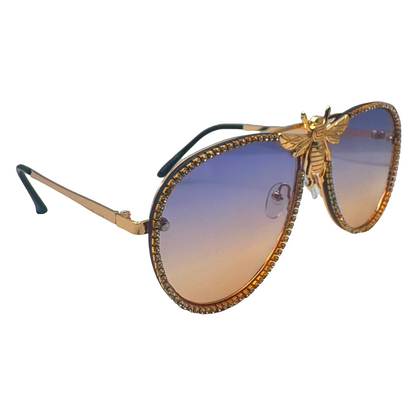 5007 | Nector - Classic Aviator Sunglasses with accented rims and insect detail