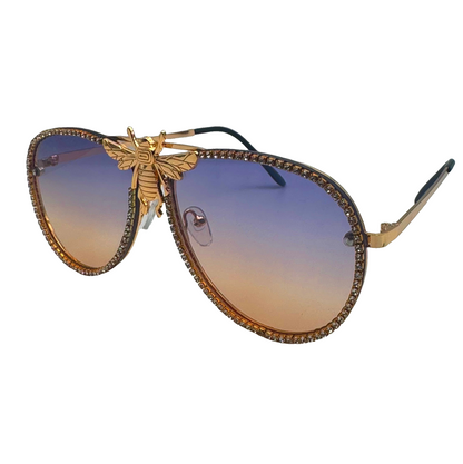 5007 | Nector - Classic Aviator Sunglasses with accented rims and insect detail