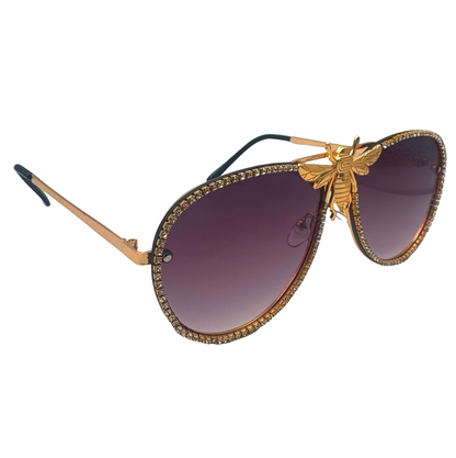 5007 | Nector - Classic Aviator Sunglasses with accented rims and insect detail