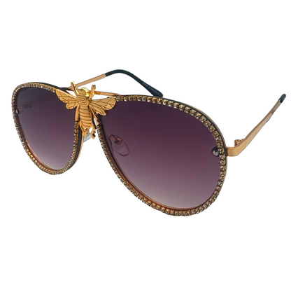 5007 | Nector - Classic Aviator Sunglasses with accented rims and insect detail