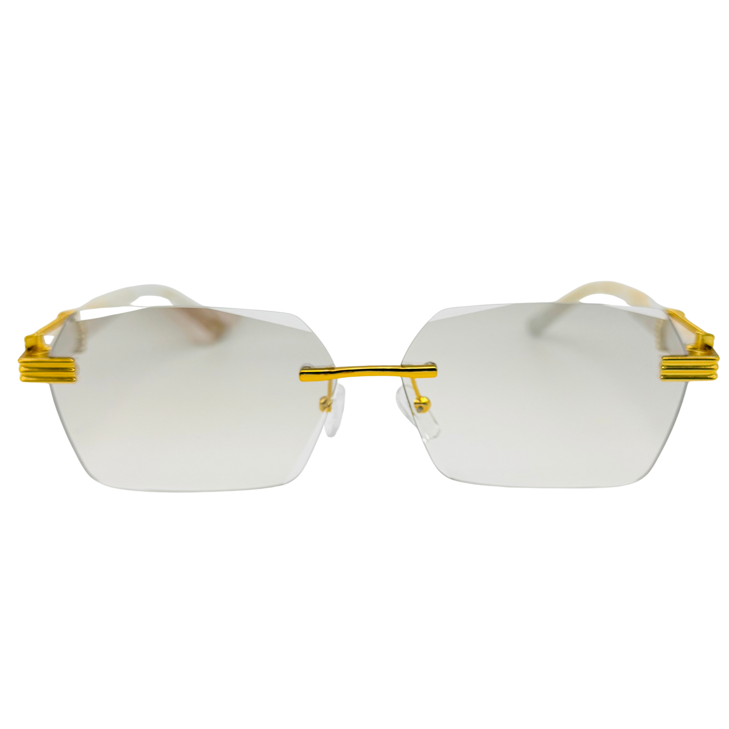 7056 | Halo - Luxe Rimless Rectangle Sunglasses with Metal Temples