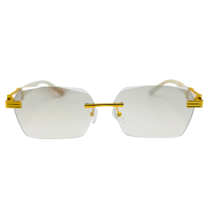 7056 | Halo - Luxe Rimless Rectangle Sunglasses with Metal Temples