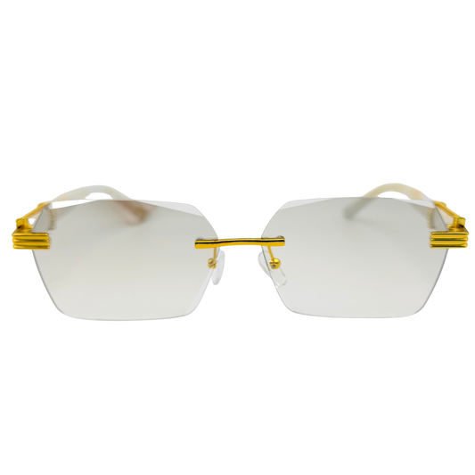 7056 | Halo - Luxe Rimless Rectangle Sunglasses with Metal Temples