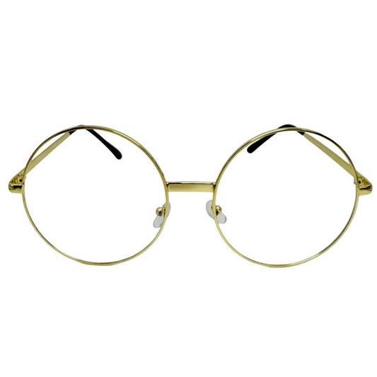 Gold Clear Lens Circle Glasses - Non Prescription